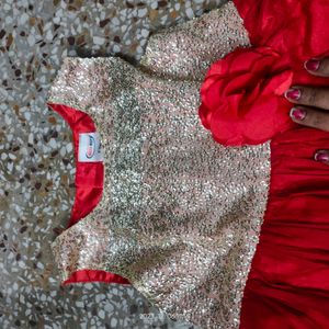 Beautiful Net Sequence Work Frock For Kiddos