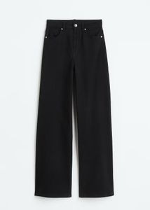 High-Waisted Wide-Leg Black Jeans