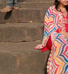 Cotton silk kurta pant set with dupatta