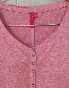 Pink V-Neck Button Top
