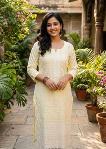 Elegant Yellow Chikankari Kurta Set