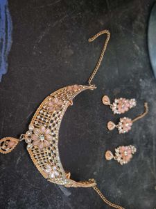 Elegant Rose Gold &amp; Pink Stone Jewellery Set