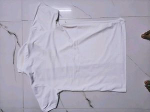 Men's White Polo T-Shirt with Striped Accent