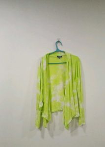 Vibrant Lime Tie-Dye Open-Front Cardigan