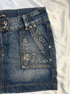 Y2K embroidered Denim Miniskirt