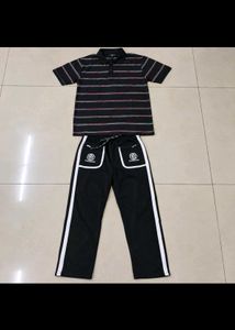 Men's Striped Polo t Shirt and Track Pants Set