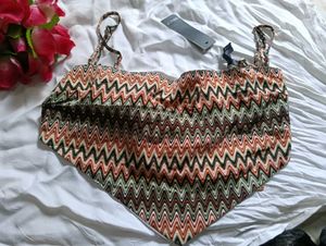 Boho Zigzag Print tie Top