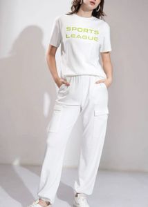 White Sports League T-Shirt Jogger Set
