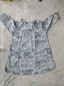 Blue &amp; White Printed Kurta