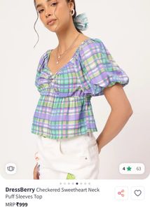Dressberry Sweetheart Neck Puff Sleeve Top