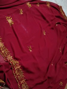 Elegant Red Embroidered Saree