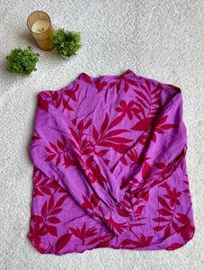 Vibrant Floral Print Button-Up Blouse