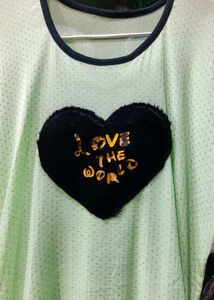 Mint Green Heart Graphic Tee
