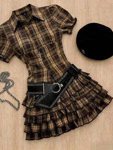 checkered ruffled dress cute
