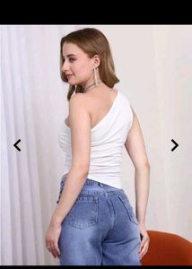 White One-Shoulder Sparkle Top