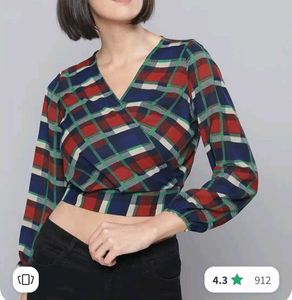 Trendy Plaid Wrap Top