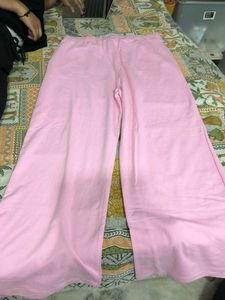 Pink Wide Leg Pants with "Fashion New York" Print