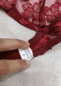 Sheer Red Floral Bra