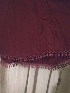Maroon Long Full Sleeves Dress Elasticated Waist