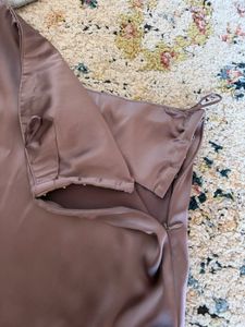 ZARA Satin Top with Lace Trim