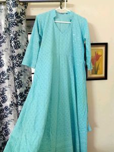 LAST PRICE - QUEENLEY BLUE MIRROR ANARKALI Kurt