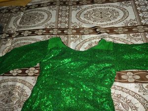 Sparkling Green &amp; Black Lehenga Set