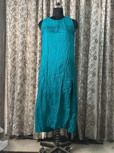 Teal Blue Sleeveless Kurta