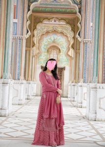 Pastel Pink Designer Sharara Pakistani Suit