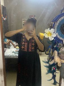 Embroidered Black Kurta