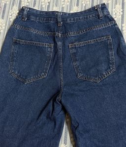 Blue Denim Wide-Leg Jeans