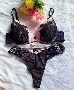 Elegant Pink and Black Lace set
