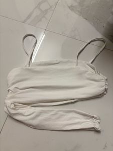 White Ruched Crop Top