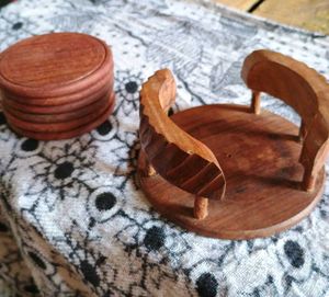 For Festive Carved Wooden Coaster