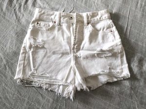 White Ripped Denim Shorts