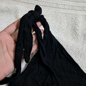 Black Tie-Strap Bodysuit