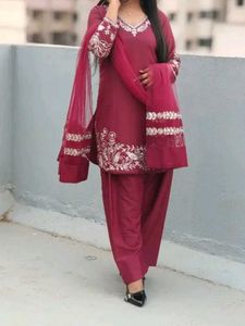 Maroon Kurta Set with Silver Embroidery