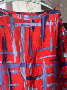 Red and grey kurta and plazo set