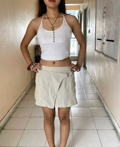 cream beige skort