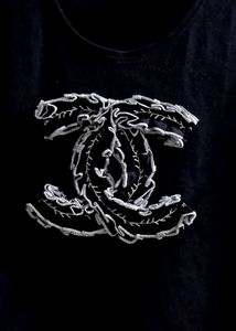 Authentic CHANEL Italy CC Embroidered Tank Top.