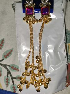 Traditional Golden Jhumka  with Pink Stones