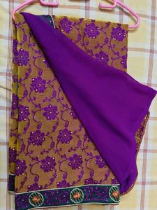 Embroidered Floral Saree with blouse piece