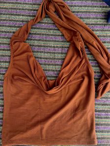 Brown Halter Neck Cami Top
