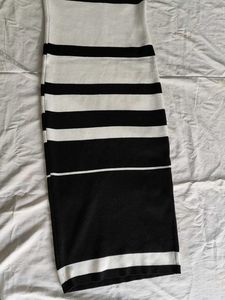 Black &amp; White Striped Bodycon Dress