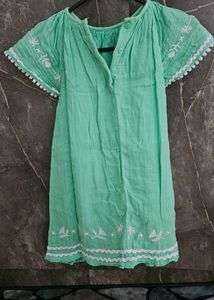 Green Embroidered Tunic Top