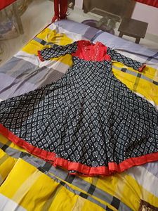 Shakumbari M Red And Black Anarkali Dress