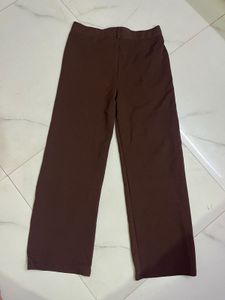 Brown High-Waist Straight Fit Trousers
