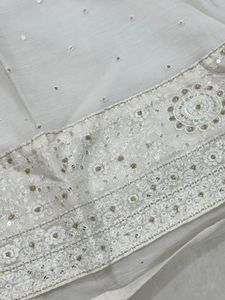 White / Gold Kurta Set with sequins - L /