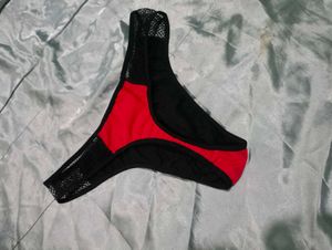 Red Thong with Black Lace Trim