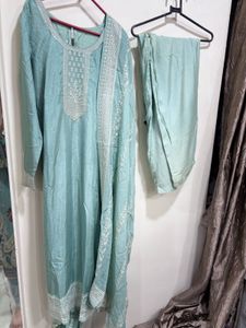 Sea green Embroidered Kurta Set