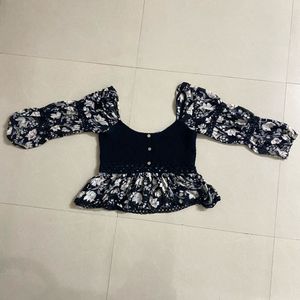 Boho Floral Print Peplum Top